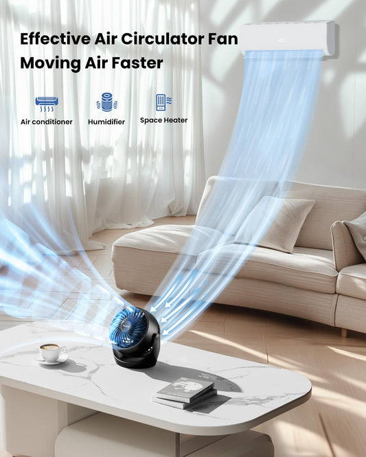 Gaiatop Tragbarer Tischventilator, 14 cm kleiner Elektrischer Ventilator mit 3 Geschwindigkeiten für Zuhause, Büro, Schlafzimmer, Badezimmer (Schwarz)