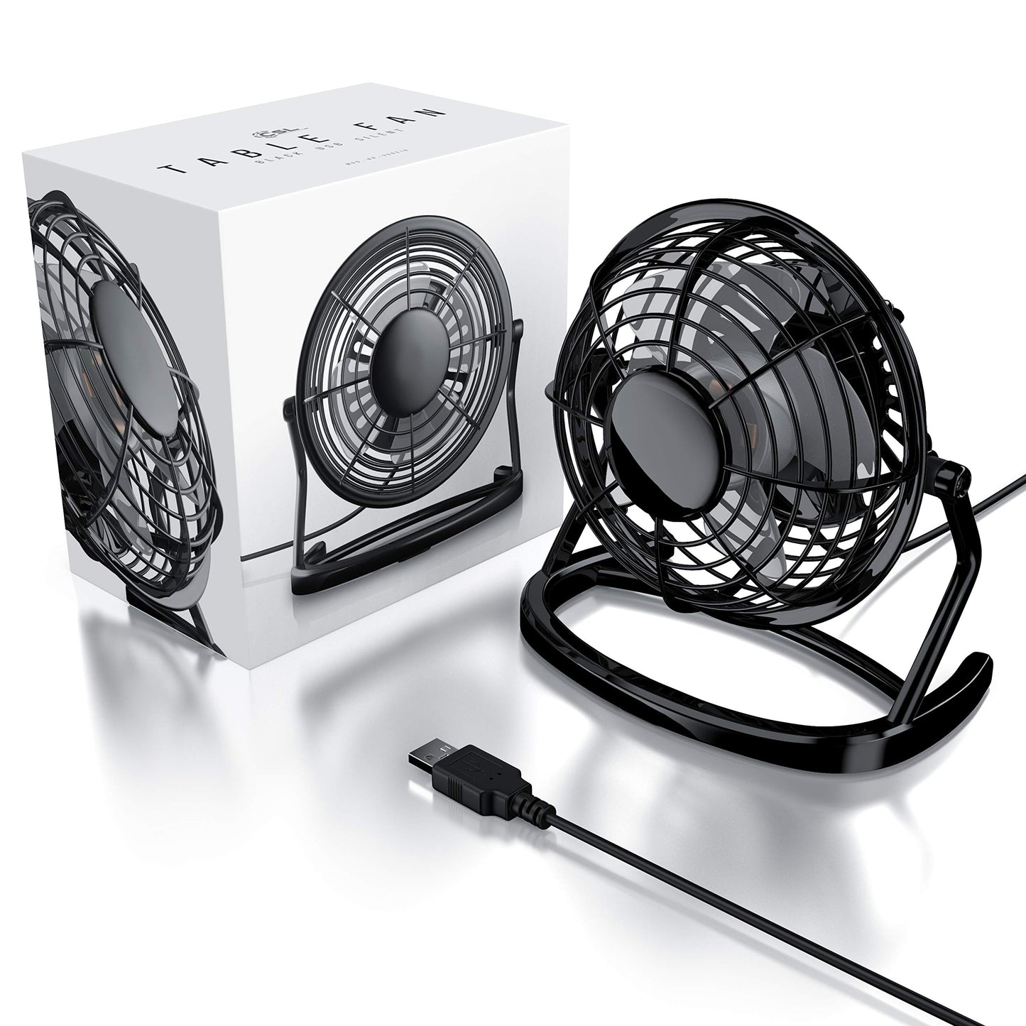 CSL - USB Ventilator - Tischventilator Fan Lüfter - optimal für den Schreibtisch inkl. An Aus Schalter - Kompatibel mit PC MAC Notebook Computer - in schwarz