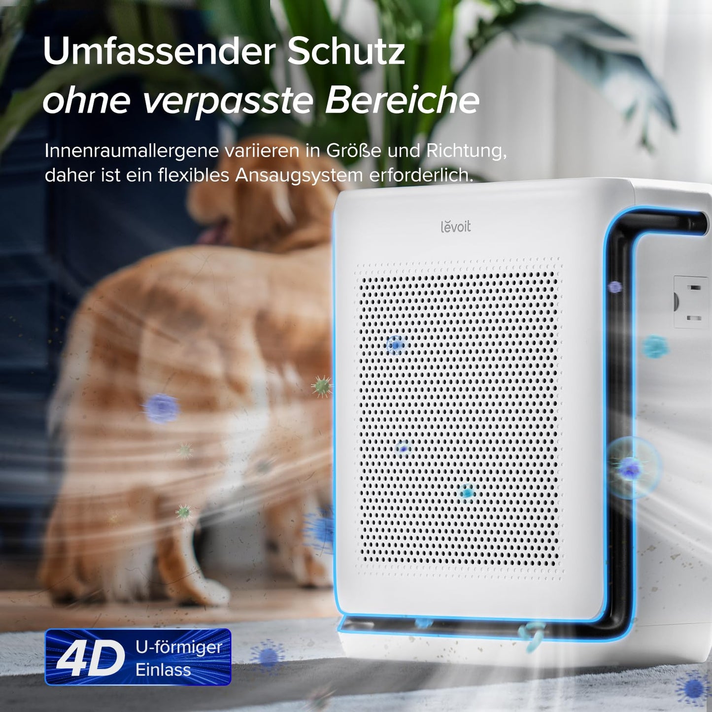 Levoit Luftreiniger Allergiker mit Tiermodus, bis zu 87㎡ Raucherzimmer, DualsensorundWaschbarer Vorfilter, HEPA Luftfilter gegen 99,97 Prozent von Tierhaareund-gerüche Schimmel Staub, Weiß/schwarz