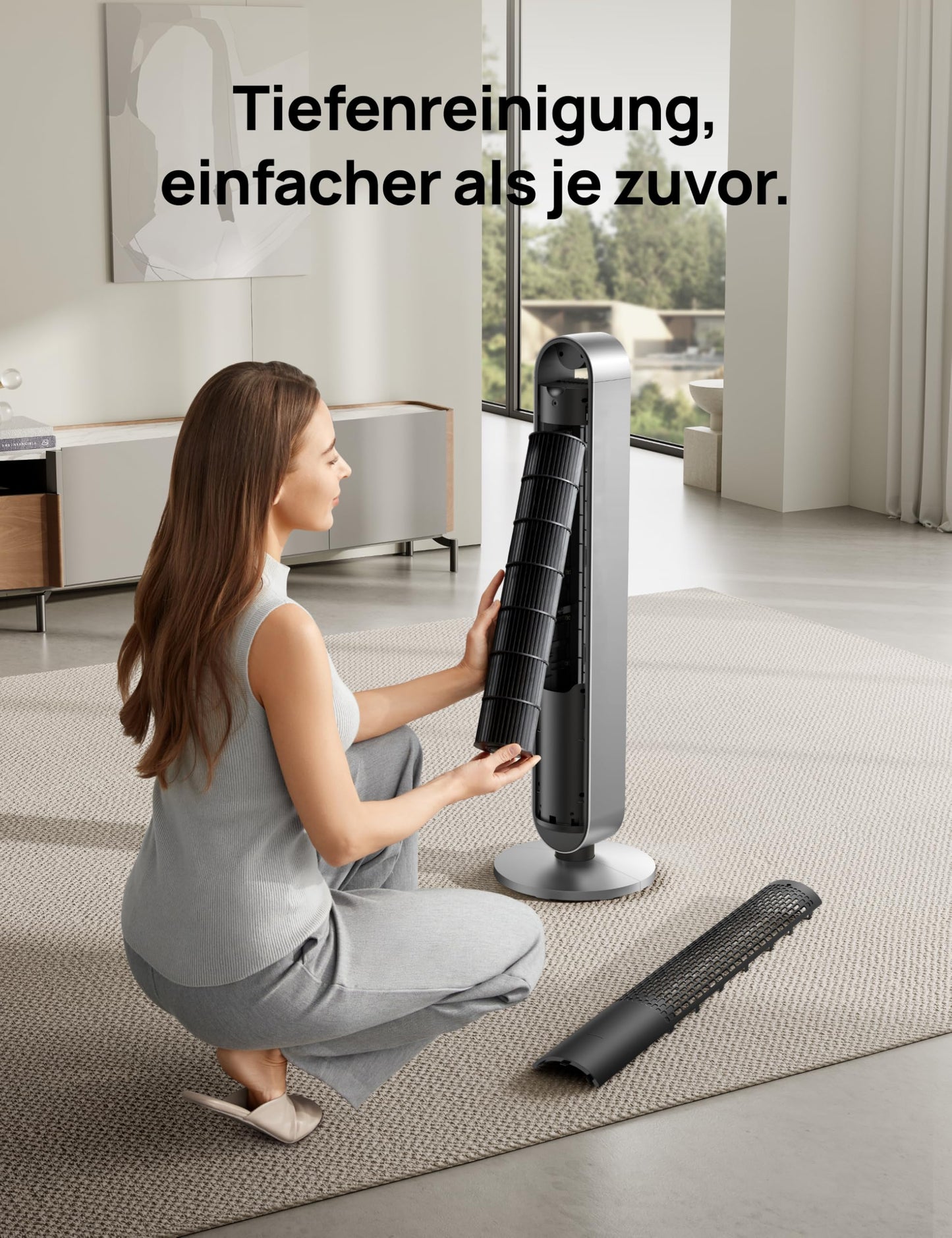 DREO Smart Turmventilator Sehr Leise, 120° Oszillierender Ventilator mit Kühlung, 25dB Standventilator mit Fernbedienung für Schlafzimmer, 12 Geschwindigkeiten, 4 Modi, 12-Stund-Timer, Pilot Max S